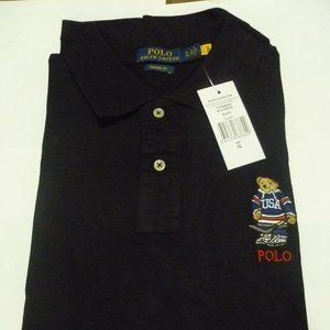 NWT POLO RALPH LAUREN TEDDY BEAR CUSTOM FIT POLO - BLACK - XL
